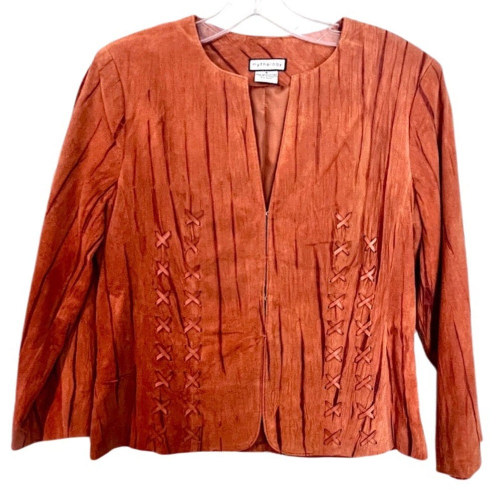 Mythology boutique leather jacket Women's sienna color with leather details